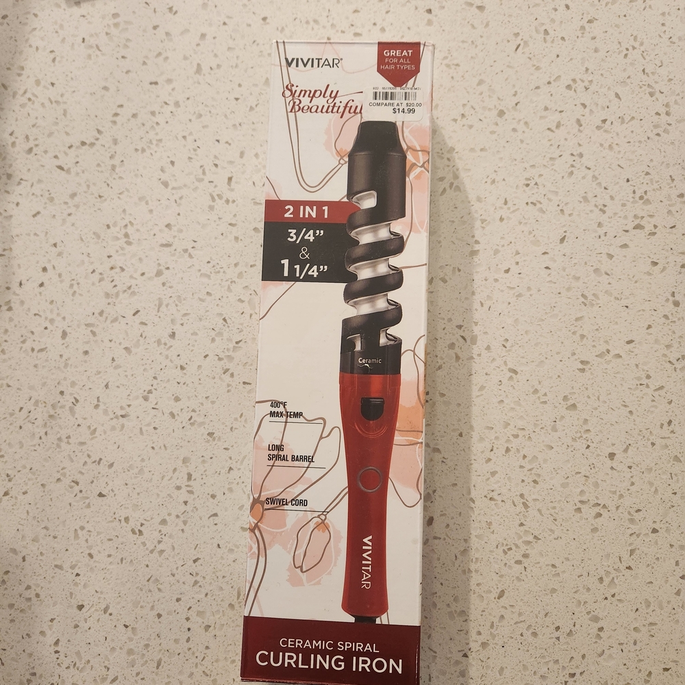Vivitar Red Ceramic Spiral Curling Iron
